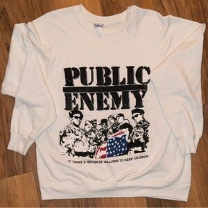 Vintage White Public Enemy Crewneck